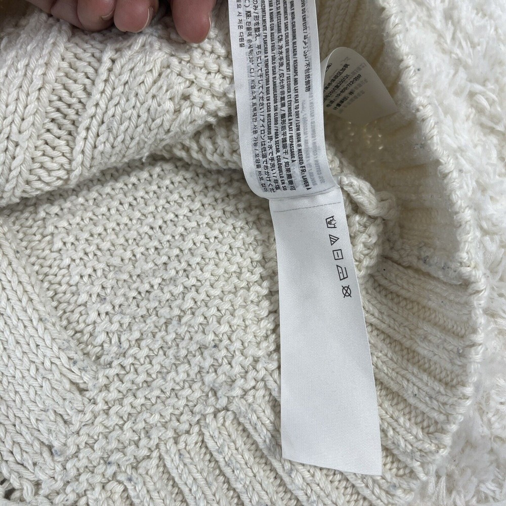 Abercrombie & Fitch Sweater Size M Cream Long Sleeve Cable Knit Chunky Crew Neck - Picture 8 of 9